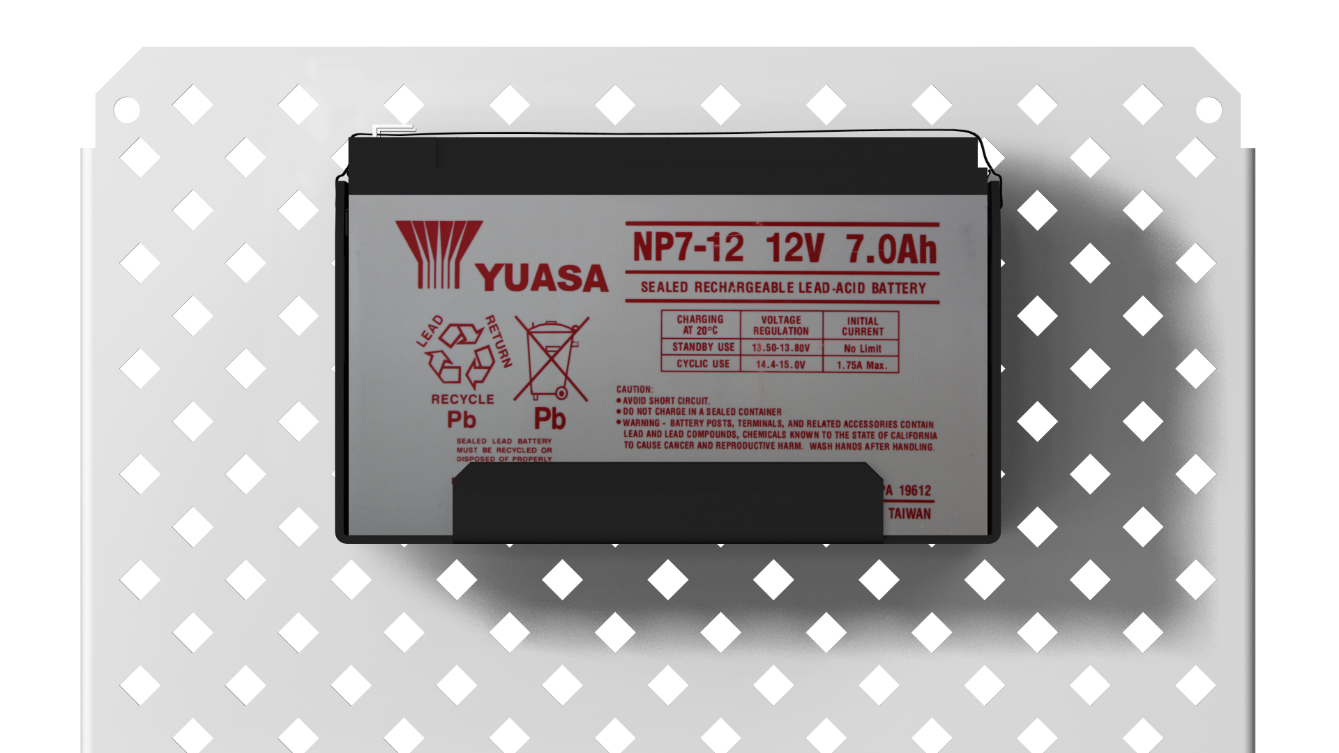 BP7: 12 V 7 Ah Sealed Rechargeable Battery with Mounts and Pigtail